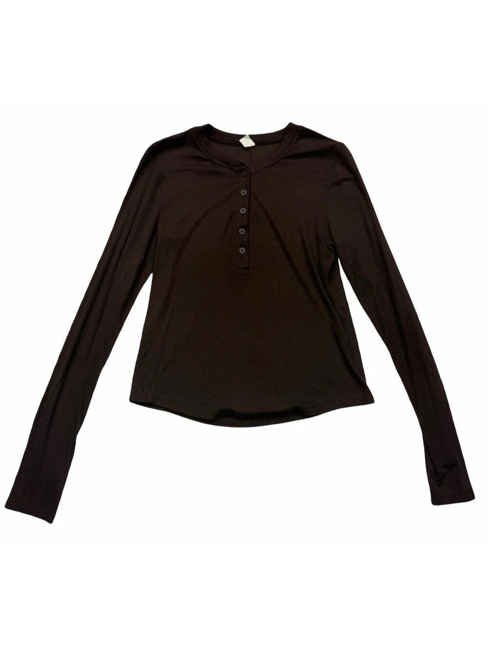Lululemon Hold Tight Long Sleeve Henley Shirt Expresso Brown Size US 8